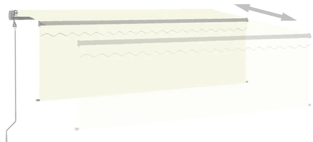 Toldo automático c/ estore/LED/sensor de vento 4x3 m cor creme