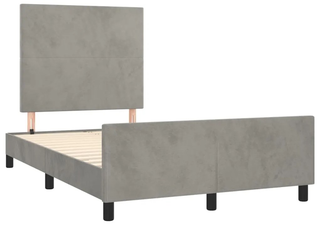 Estrutura de cama sem colchão 120x200 cm veludo cinzento-claro