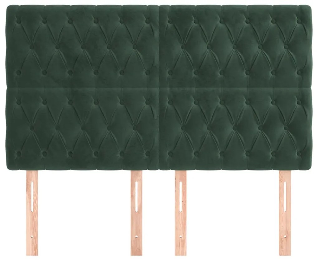 Cabeceira de cama 4 pcs veludo 80x7x78/88 cm verde-escuro