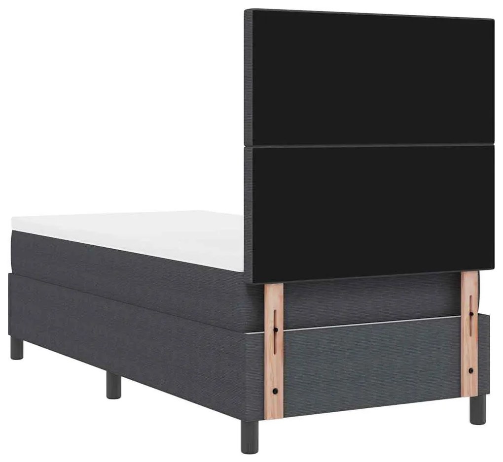 Cama Box Spring com Colchão e Luz LED Cinza Escuro 80x200 cm Tecido Ca
