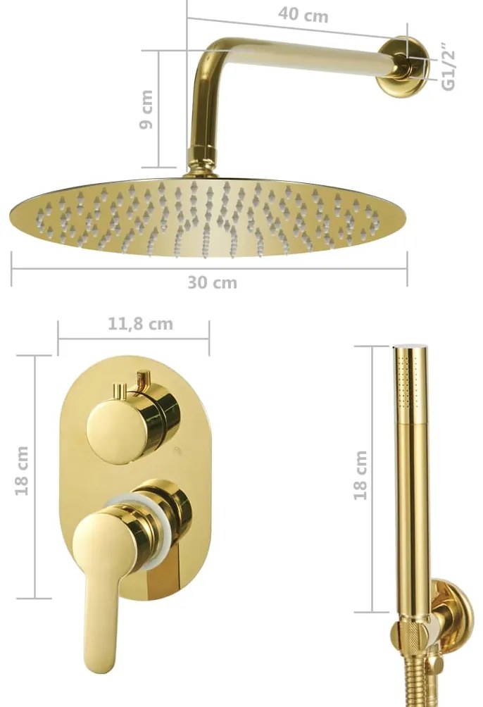 Sistema de duche em aço inoxidável 201 dourado