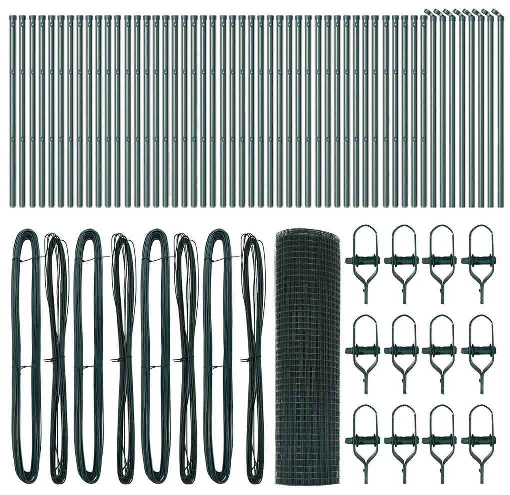 Cerca de Arame Soldado com 13 Postes Verde 0.4x100 m Aço