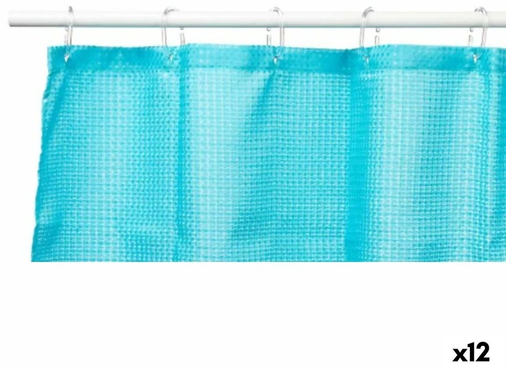 Cortina de Duche Pontos Azul Poliéster 180 x 180 cm (12 Unidades)