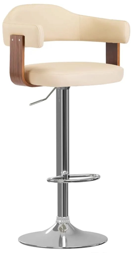 Bancos de bar 2 pcs madeira curvada e couro artificial creme