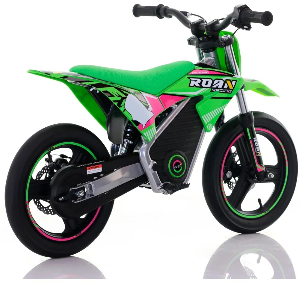 Mini moto elétrica para crianças Minicross 350W Roan MX E350 14/14" Supermotard Verde
