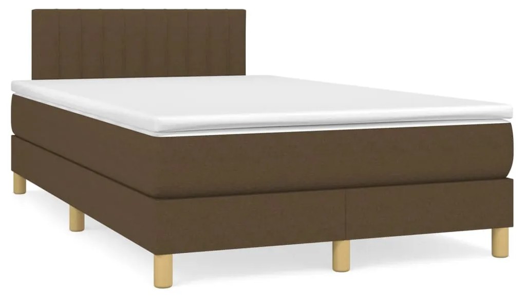 vidaXL Cama boxspring com colchão 120x190 cm tecido castanho-escuro