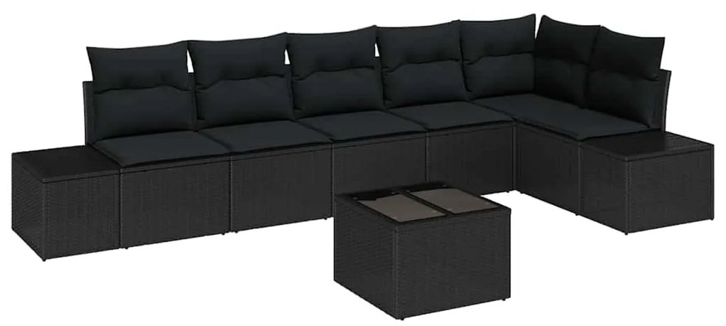 Conjunto de Sofá de Jardim 7 peças com almofadas bege em rattan sintét