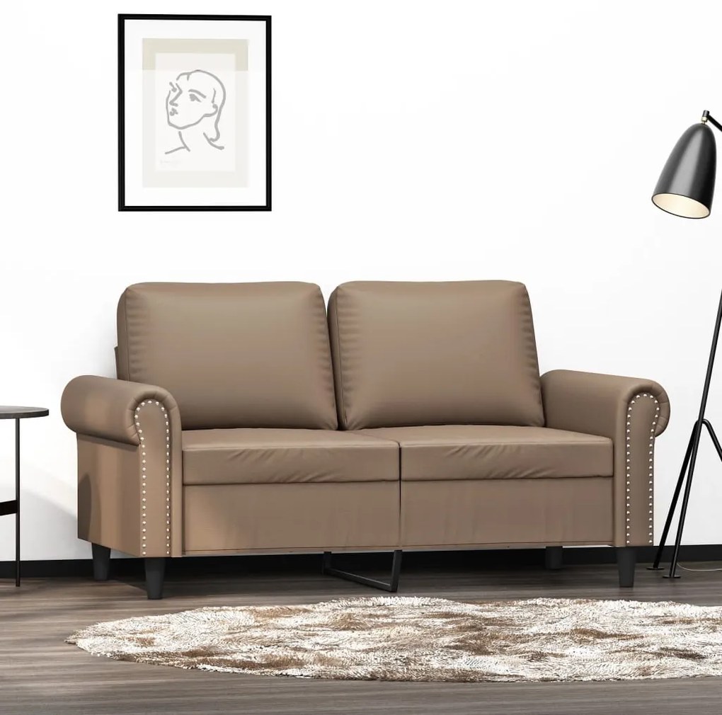 vidaXL Sofá de 2 lugares 120 cm couro artificial cor cappuccino