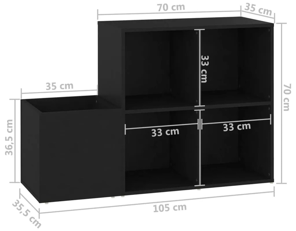 Sapateira de corredor 105x35,5x70 derivados de madeira preto