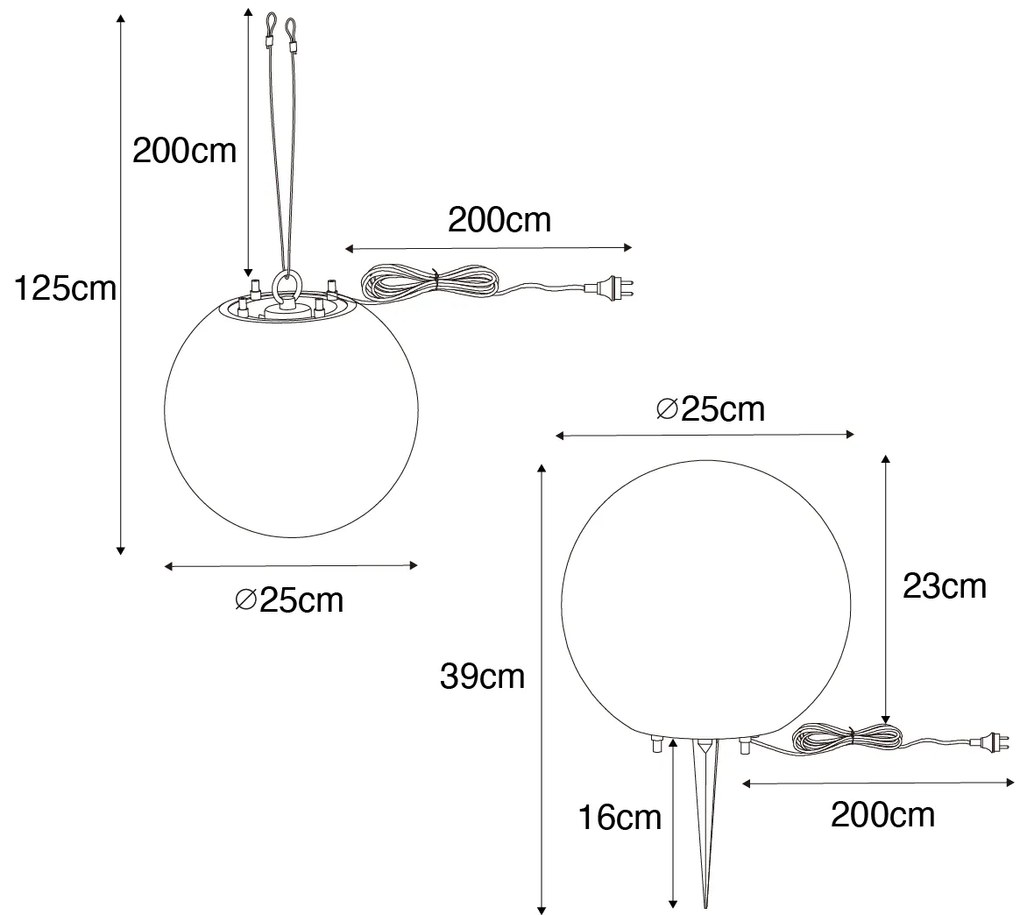 Candeeiro exterior inteligente branco 25 cm IP65 c/ LED - Nura Moderno