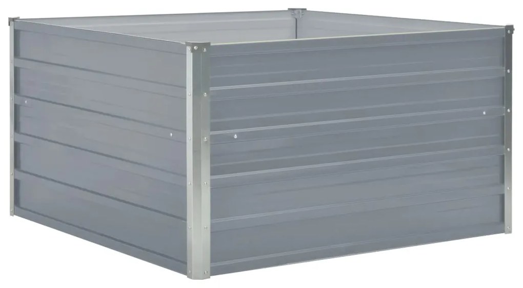 Canteiro jardim elevado 100x100x45 cm aço galvanizado cinzento