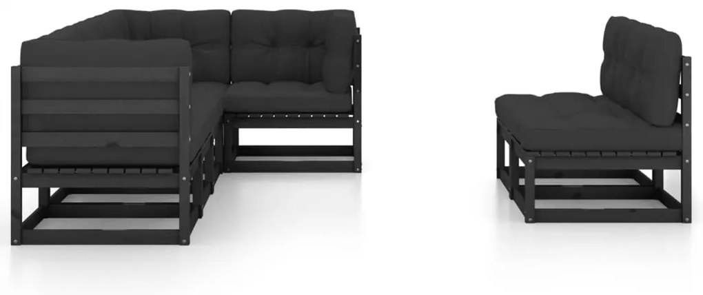 7 pcs conjunto lounge de jardim c/ almofadões pinho maciço