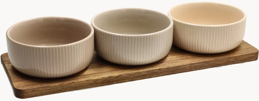 Taças para molhos em porcelana com tabuleiro de servir Tapas, conjunto de 4