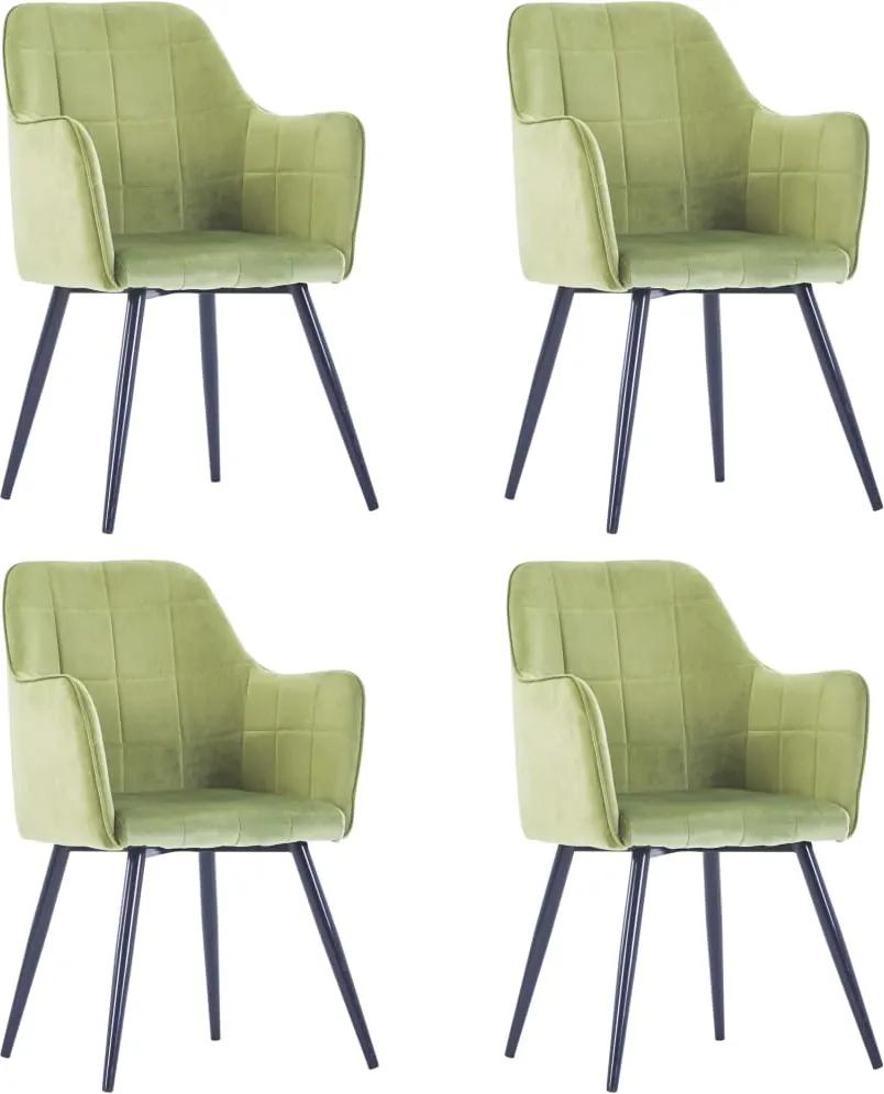 Cadeiras de jantar 4 pcs veludo verde-claro
