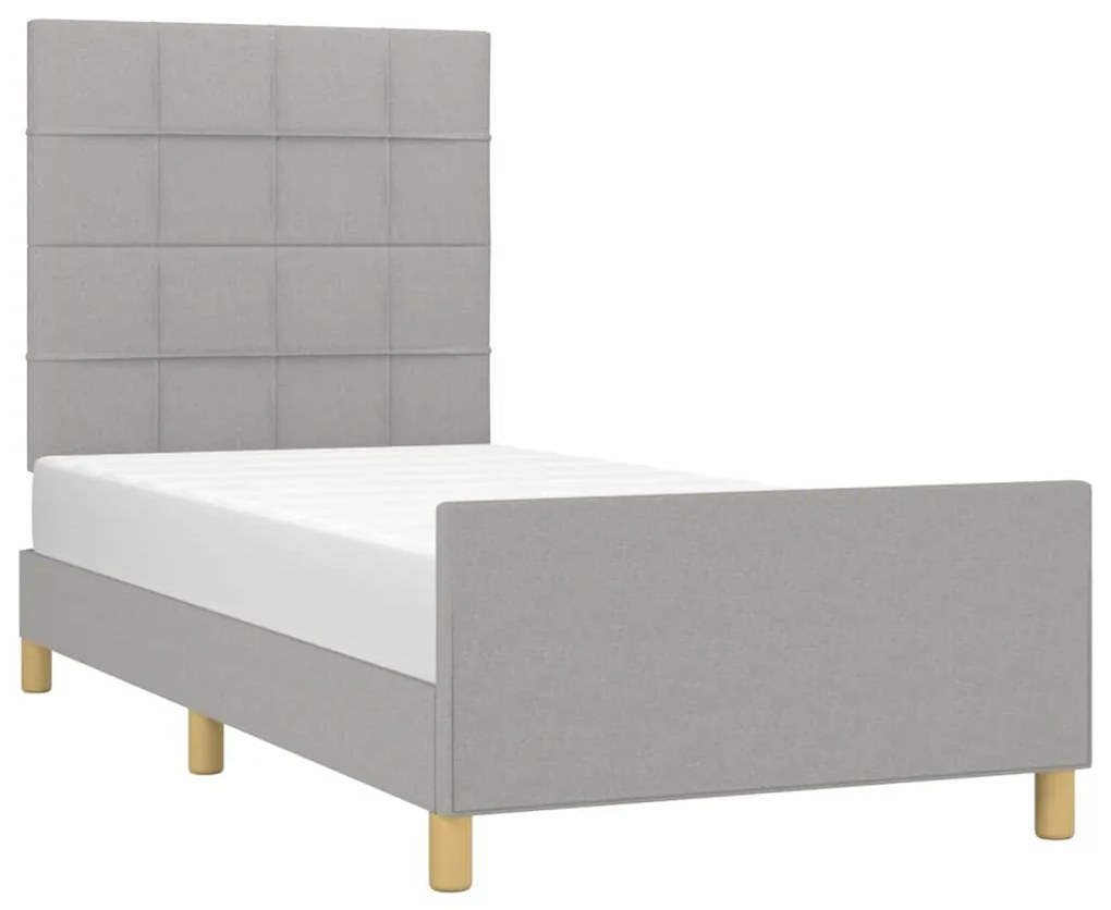 Estrutura de cama sem colchão 90x190 cm tecido cinzento-claro