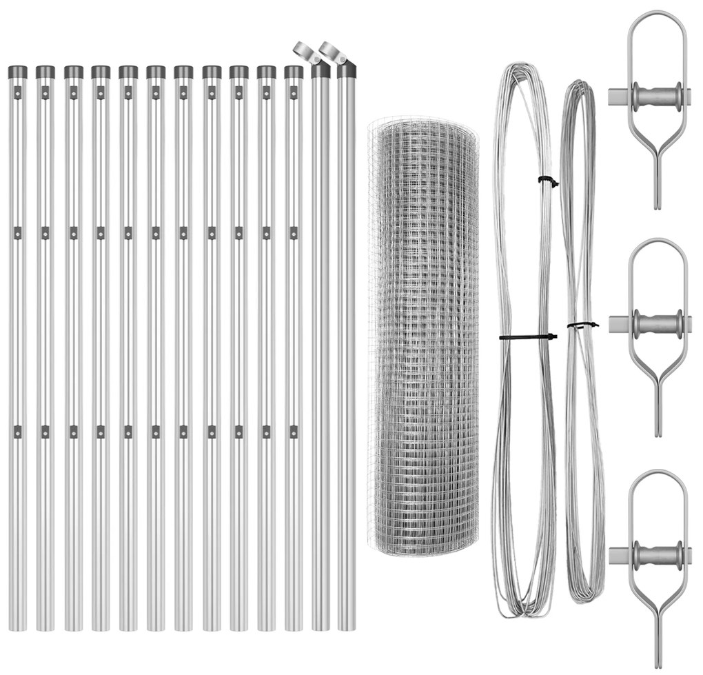 Cerca de Fio Soldado com 13 Postes 0.6x25 m Aço Galvanizado