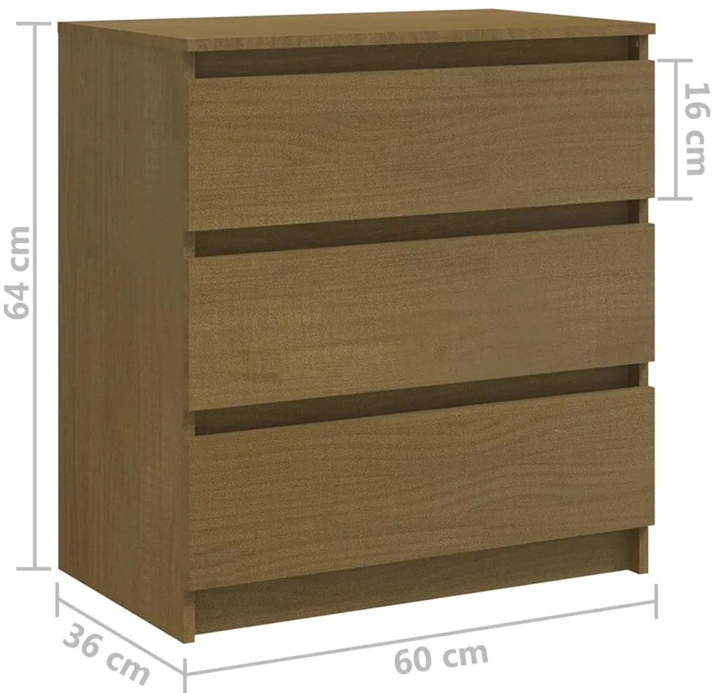Mesa de cabeceira 60x36x64 cm pinho maciço castanho mel