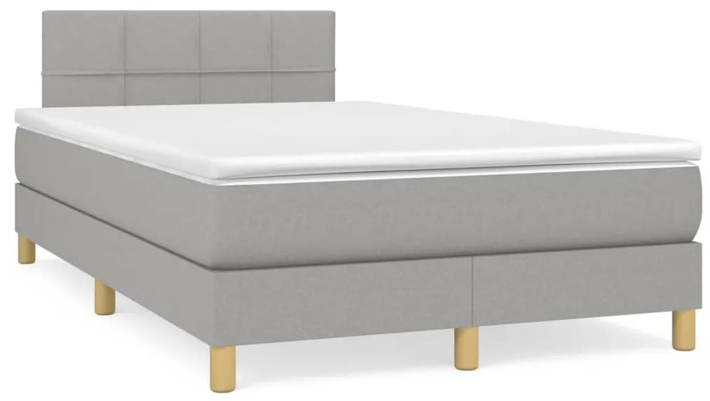 vidaXL Cama boxspring com colchão 120x190 cm tecido cinzento-claro