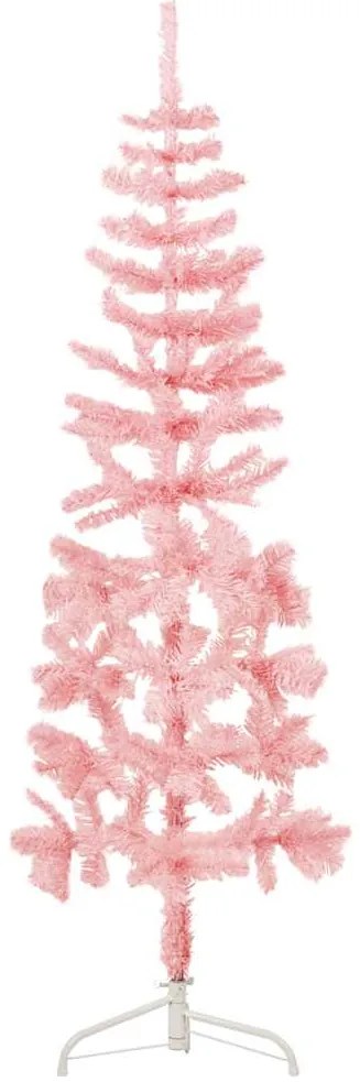 Meia árvore de Natal fina com suporte 120 cm rosa