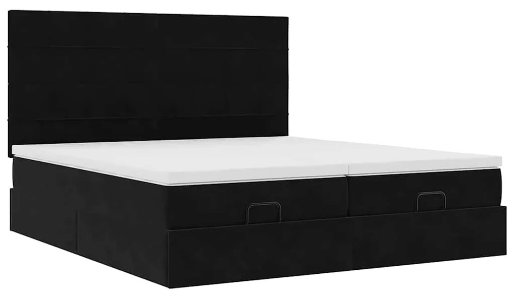 Estrutura de cama otomana com colchões 160x200 cm veludo preto
