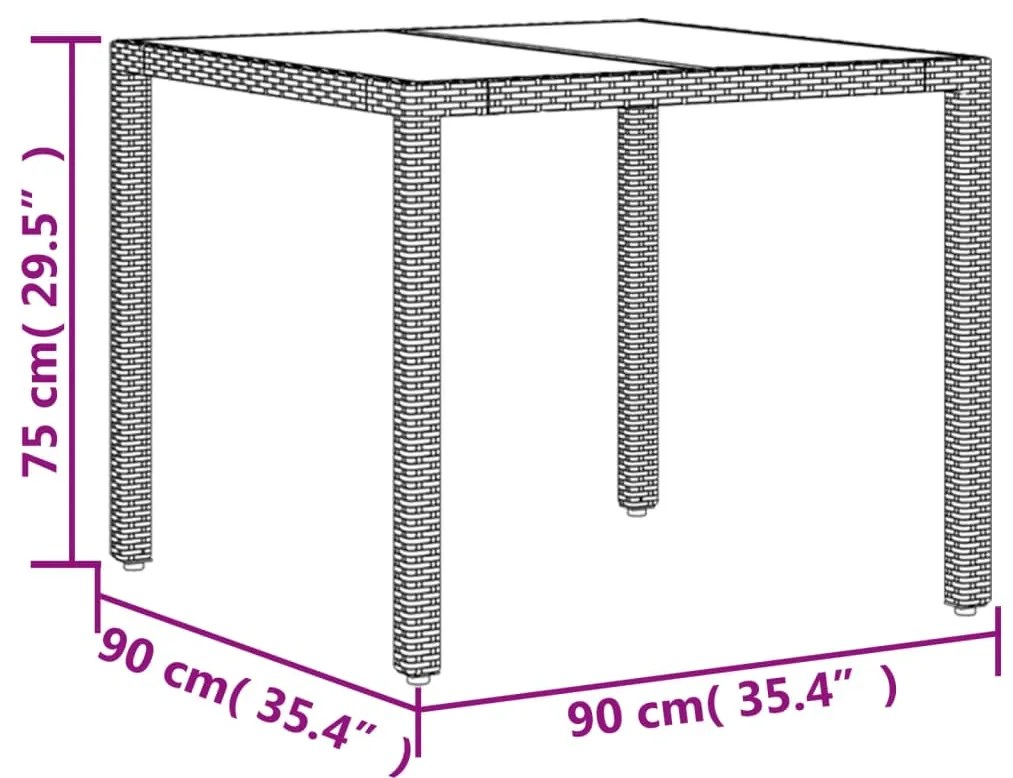 5 pcs conjunto jantar jardim com almofadões vime PE/vidro bege