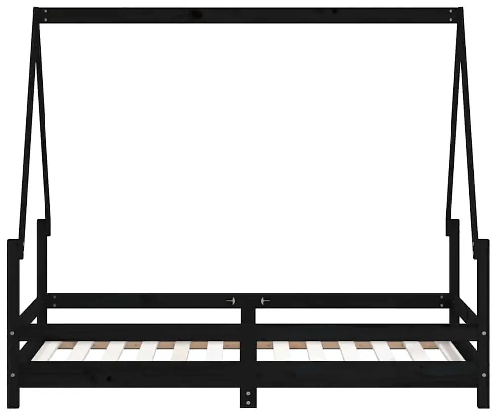 Estrutura de cama infantil 80x160 cm pinho maciço preto