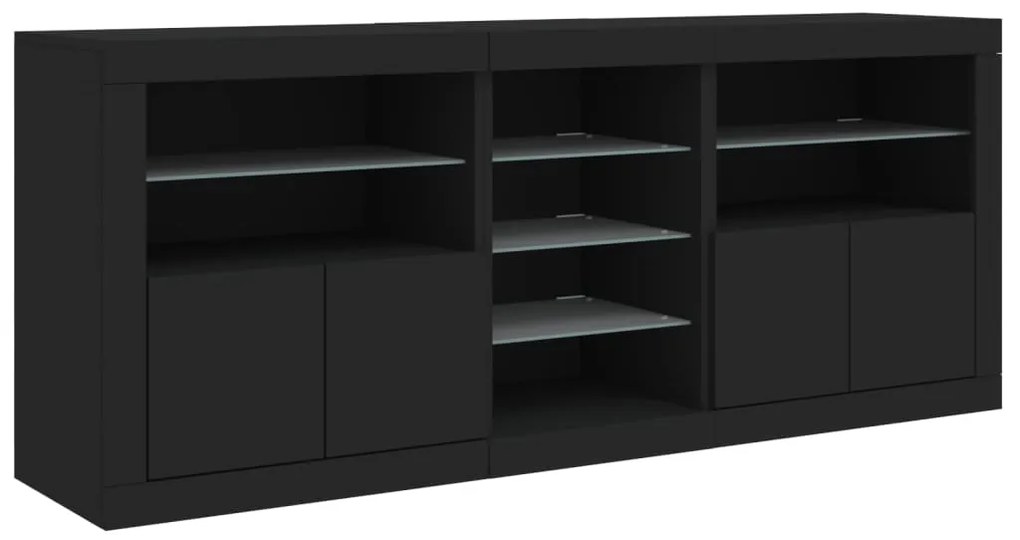 Aparador com luzes LED 162x37x67 cm preto