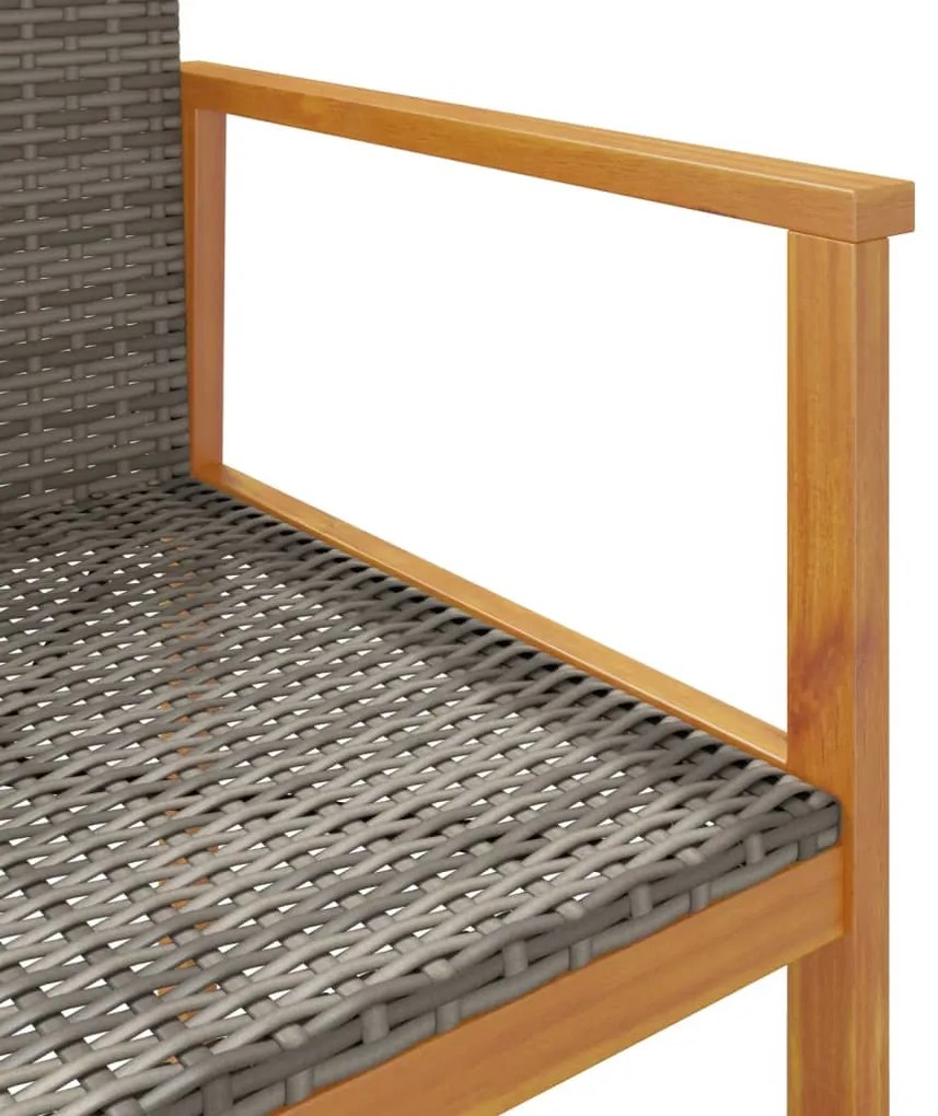 Cadeiras de jardim 2 pcs vime PE/madeira maciça cinzento