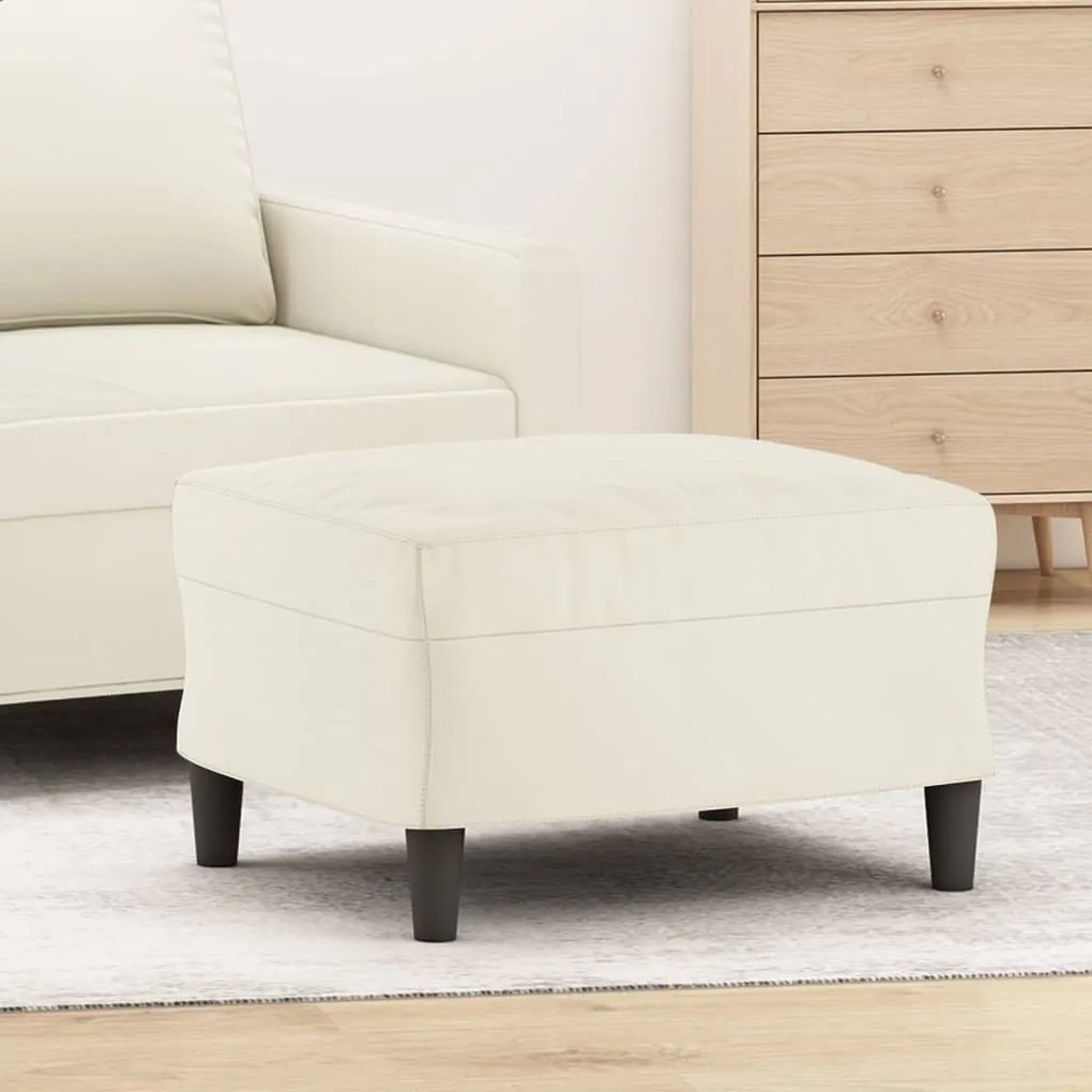 vidaXL Apoio de pés 60x50x41 cm veludo cor creme