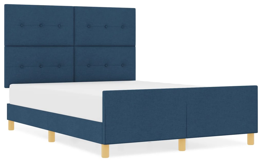 Cama vidaXL Azul 160x200 cm Tecido