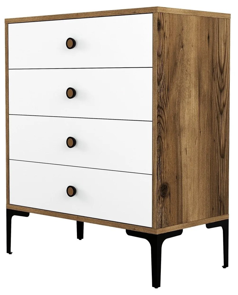 Cômoda Lizbon500 – Nogueira/Branco – 76x90,7x40 cm