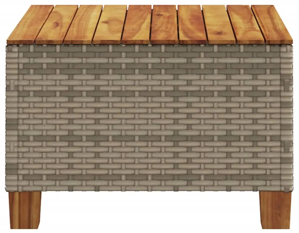 Mesa de jardim 55x55x36 cm vime PE e madeira de acácia cinzento