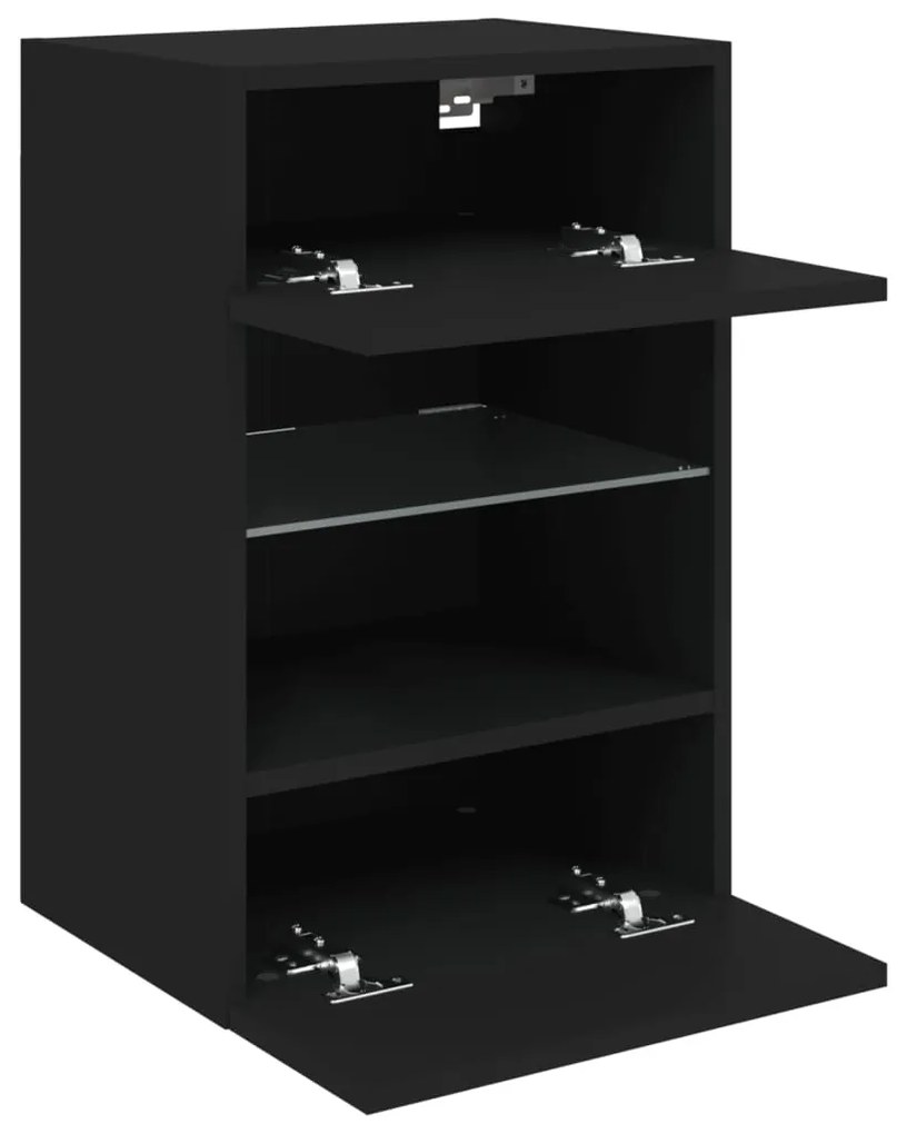 Móvel de parede para TV com luzes LED 40x30x60,5 cm preto