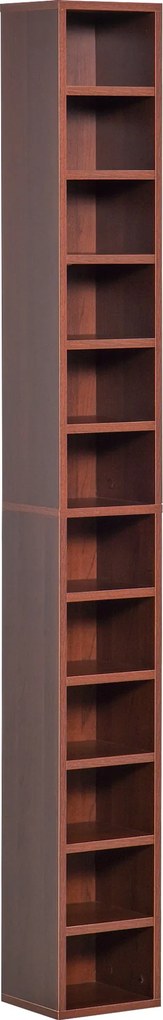 Organizadores para CD e DVD, estante vertical, móvel de arrumação com 12 compartimentos, capacidade máxima de 204 CD, 21 x 20 x 175 cm, castanho