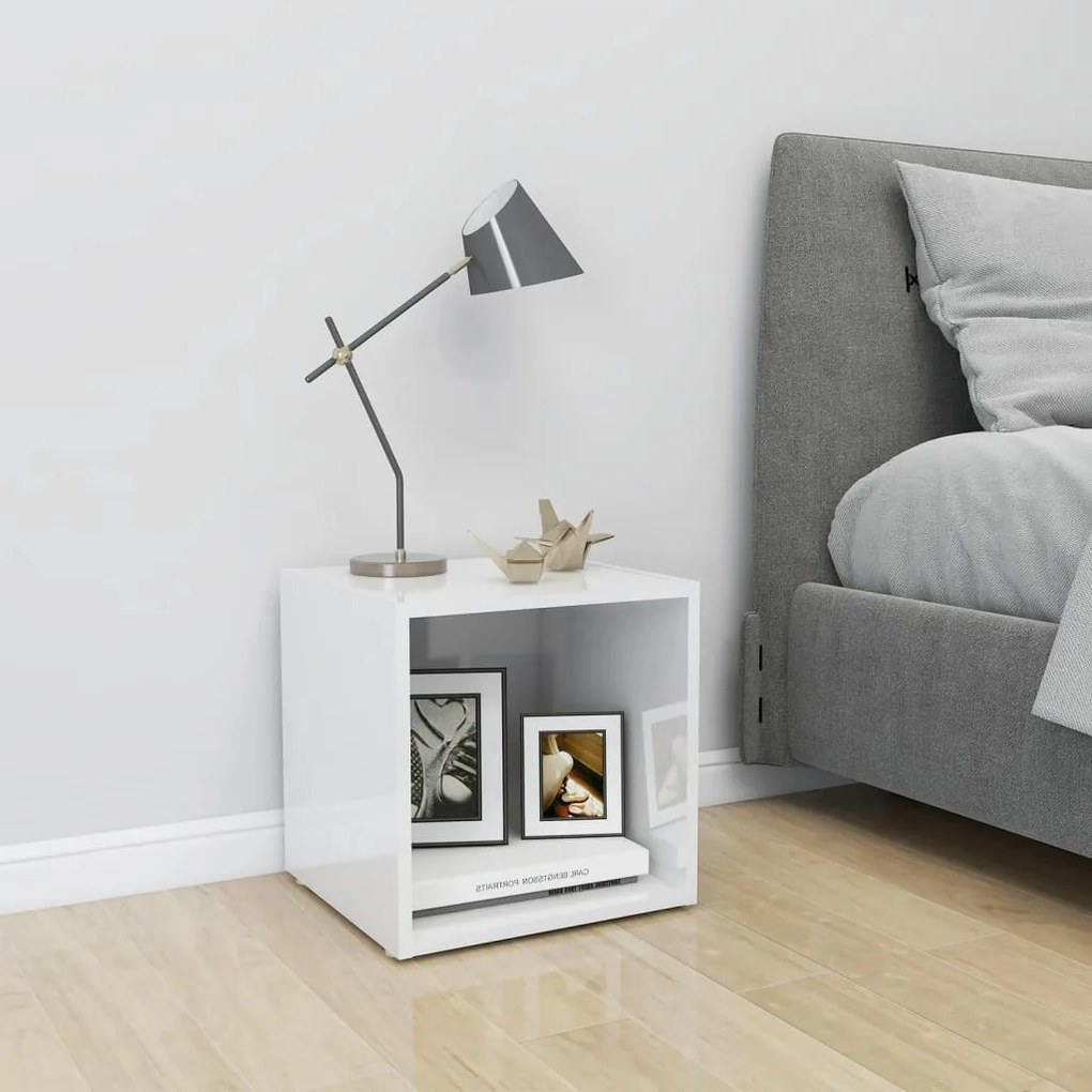 vidaXL Móvel de TV 37x35x37 cm contraplacado branco brilhante