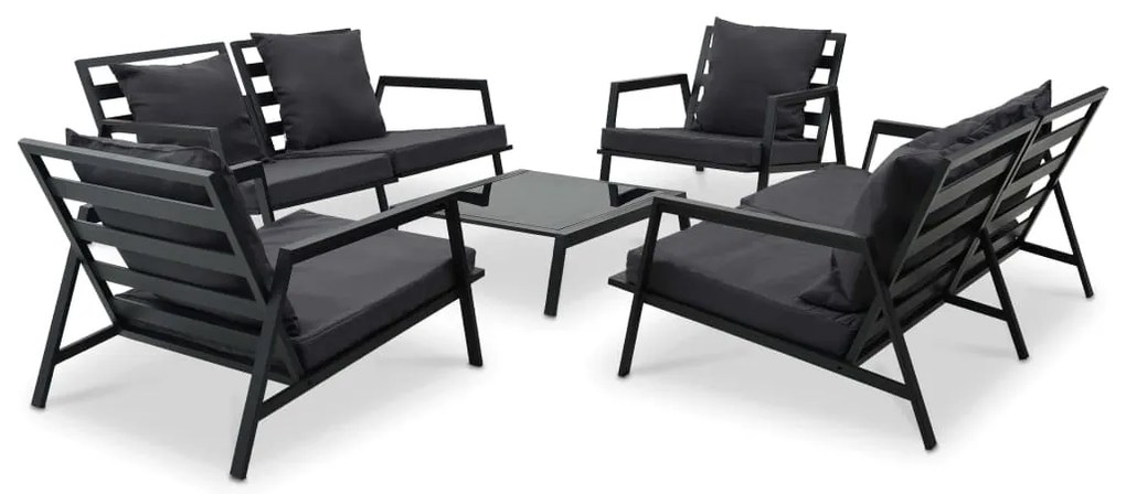 5 pcs conjunto lounge jardim + almofadões alumínio cinza-escuro
