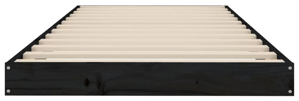 Estrutura cama de solteiro pequena 75x190 cm pinho maciço preto