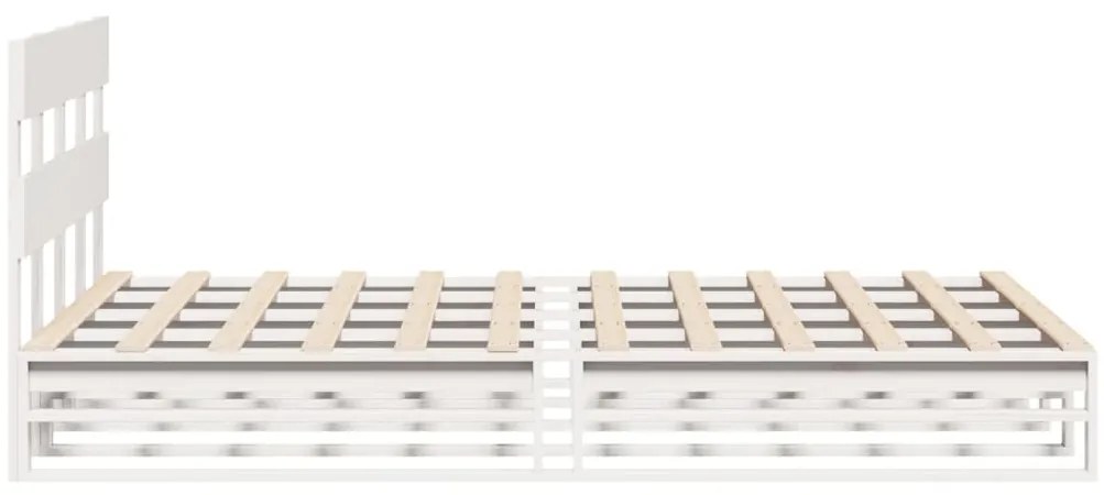 Cama sem colchão 140x200 cm madeira de pinho maciça branco