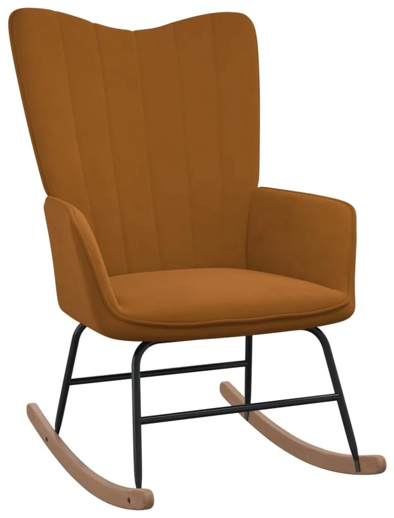 Cadeira de baloiço veludo castanho