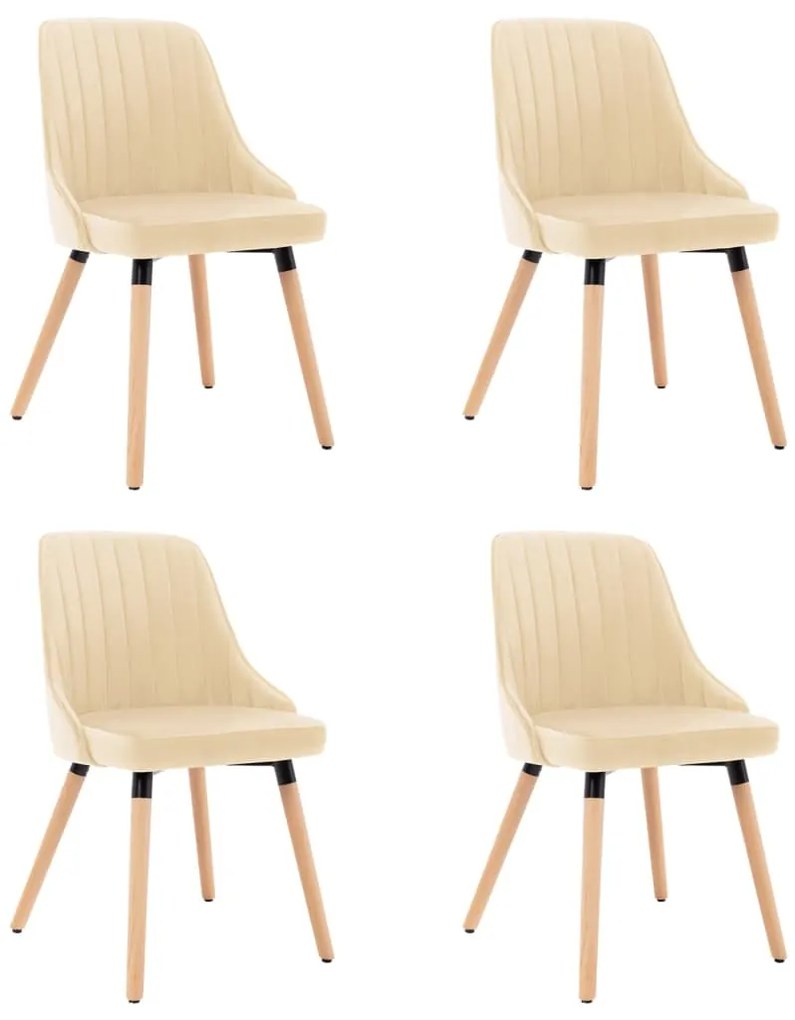 vidaXL Cadeiras de jantar 4 pcs veludo cor creme