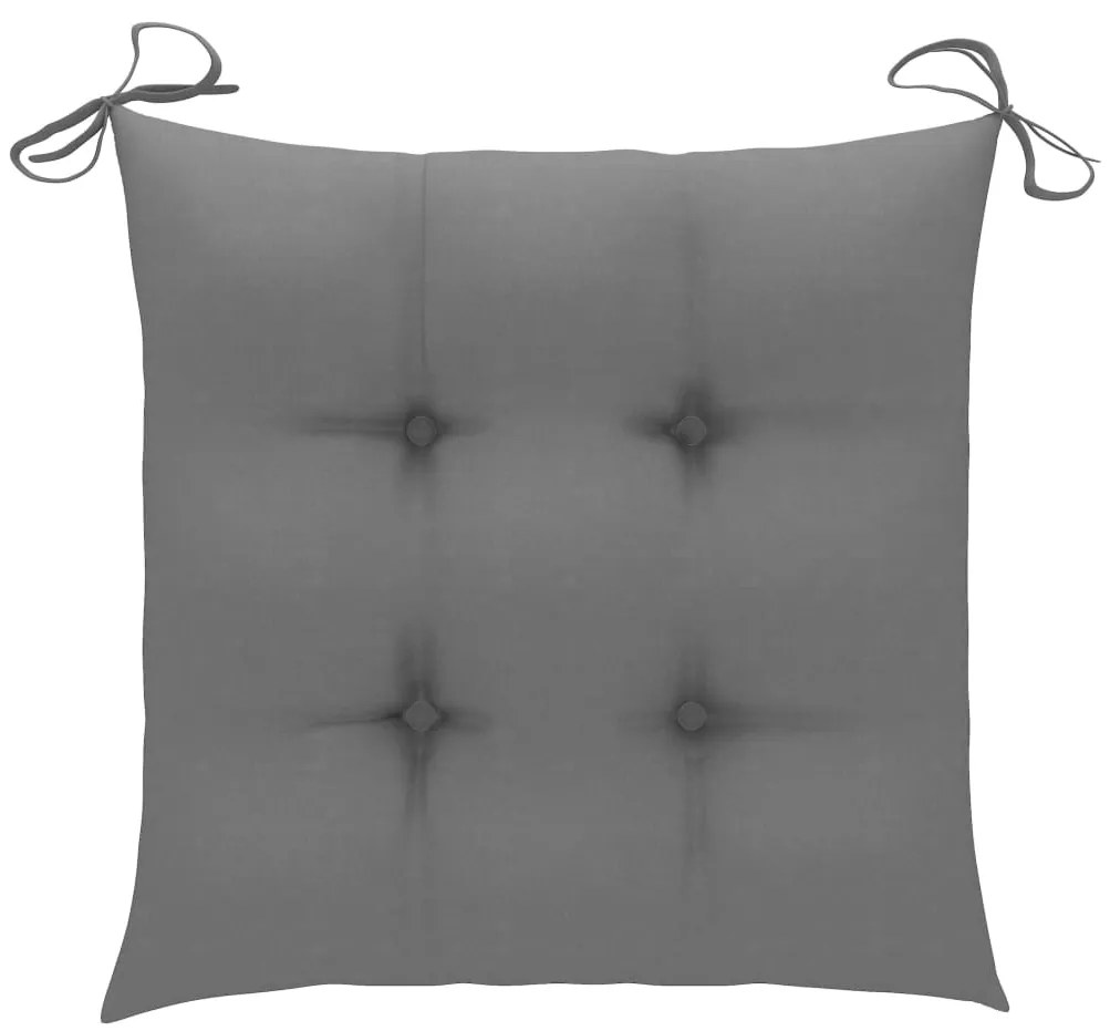3 pcs conj. jantar dobrável exterior c/ almofadão teca maciça