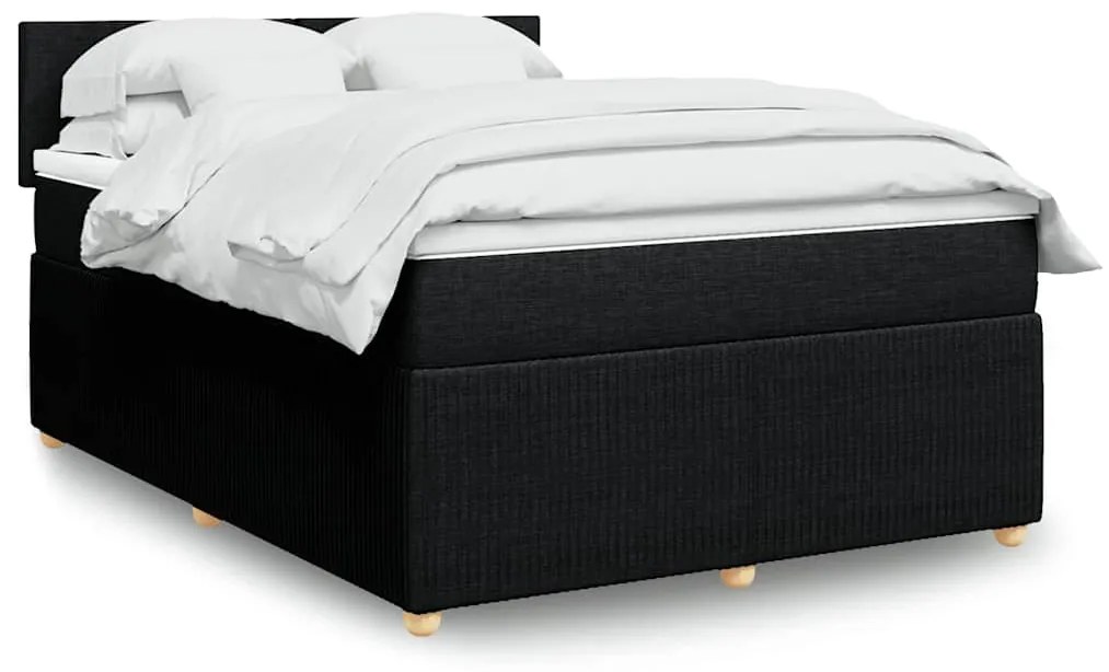 Cama com molas/colchão 140x200 cm tecido preto