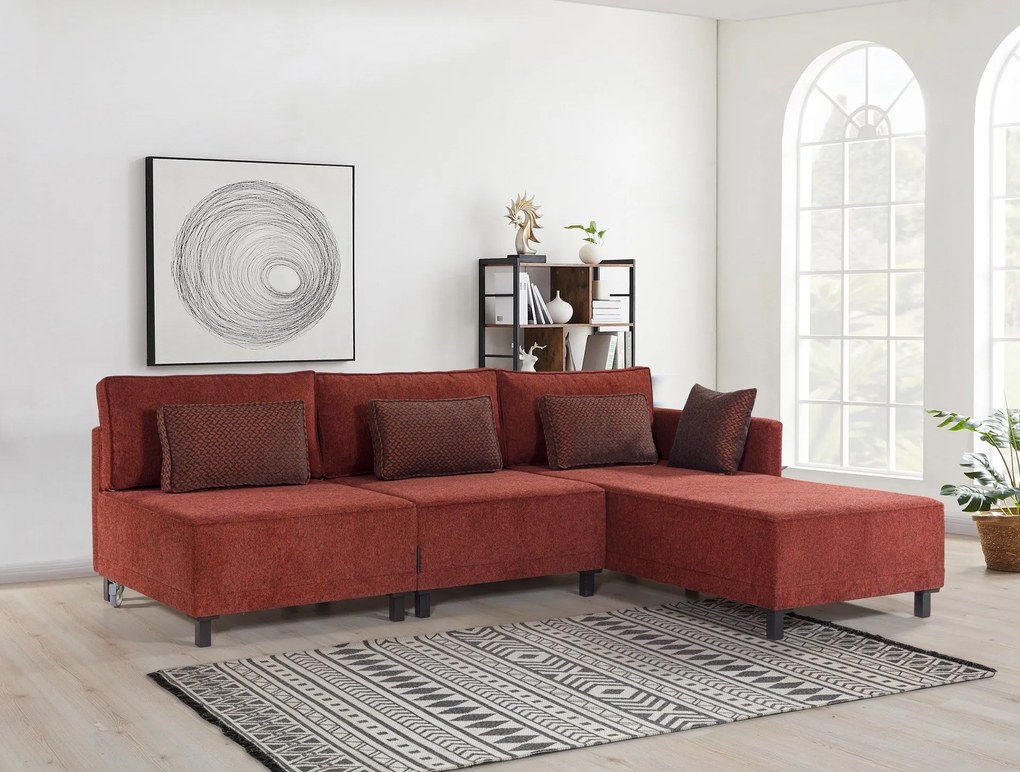 Sofá-Cama de Canto Matris – Vermelho Claret – 285x90x192 cm