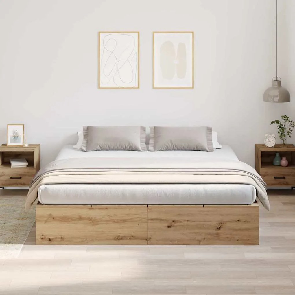 Cama de Armazenamento Carvalho Artisan 200x200 cm