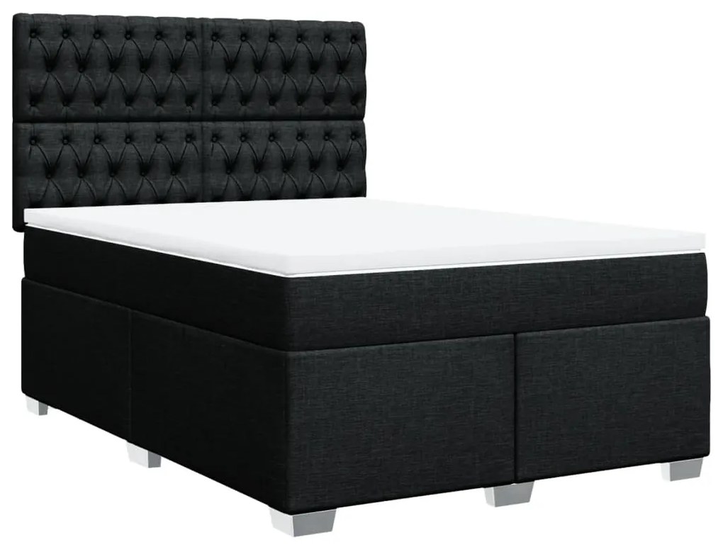 Cama com molas/colchão 140x200 cm tecido preto