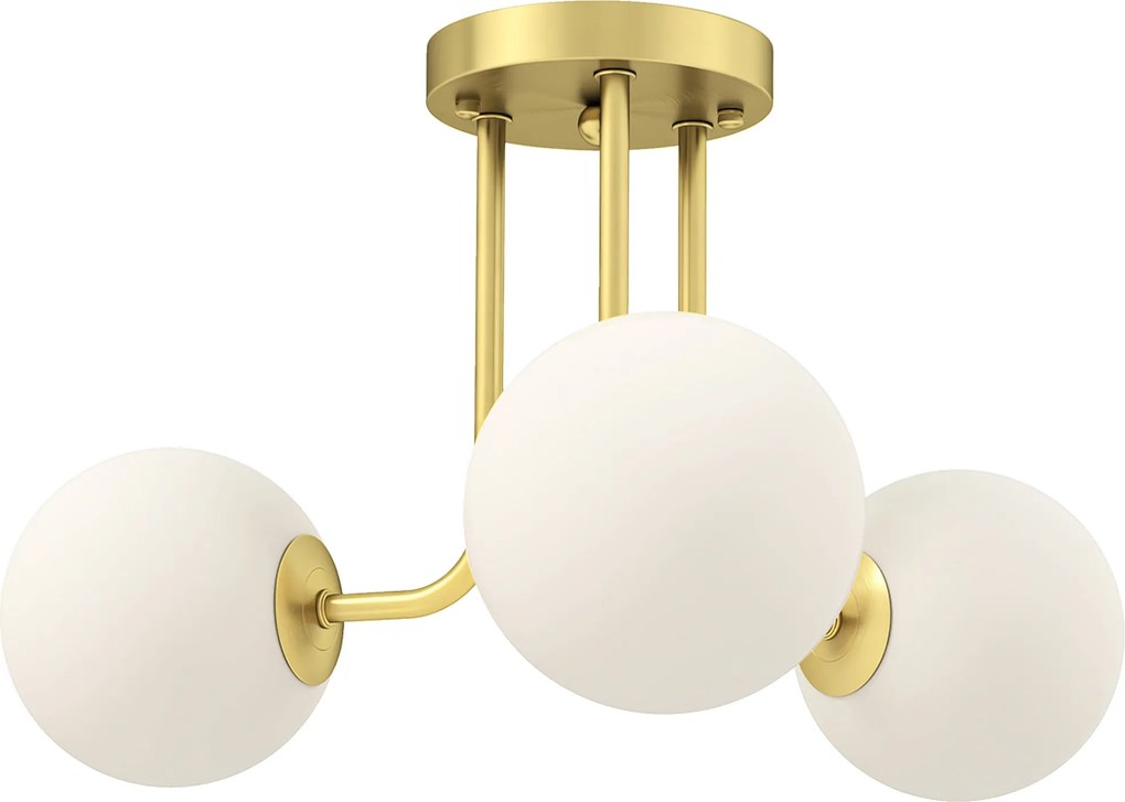 Candeeiro de teto LED de 25 W, luminária de teto com 3 luzes e casquilhos G9, abajur esférico, 42 x 42 x 26,5 cm, dourado