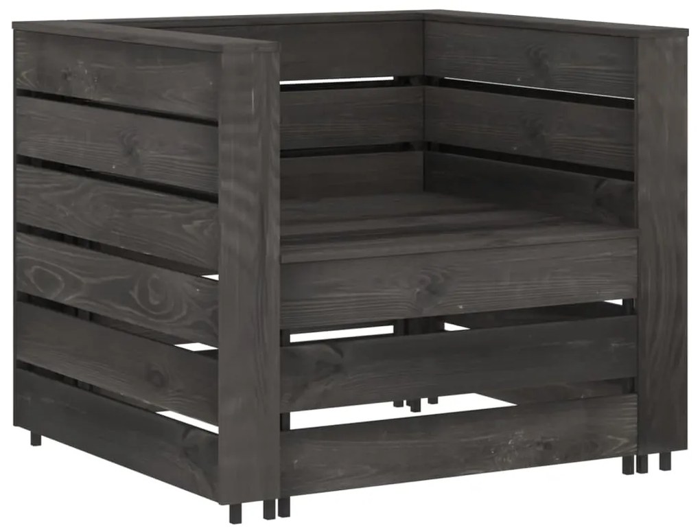2 pcs conjunto lounge jardim em paletes pinho impregnado cinza