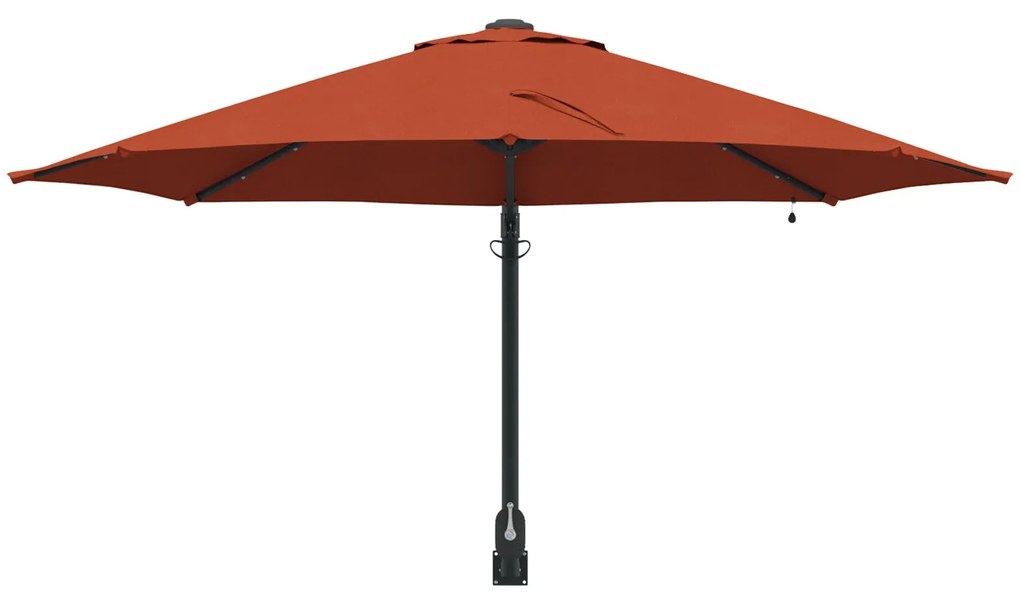 Guarda-sol de Jardim Montado na Parede com LEDs Terracota 248 cm
