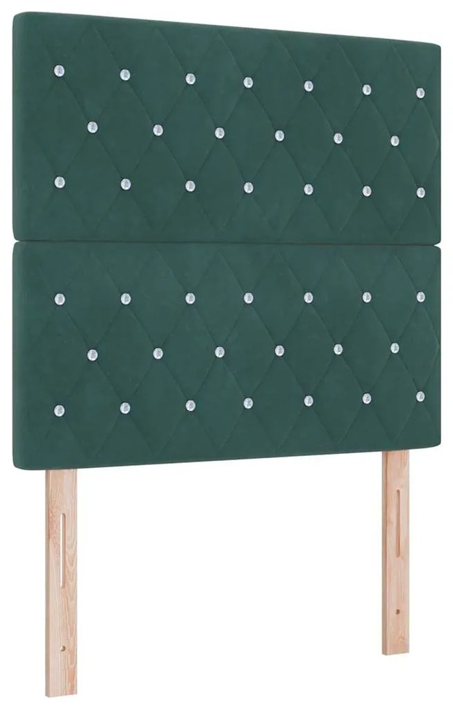 Cama Box com Colchão &amp; LED verde escuro 90x190 cm Veludo