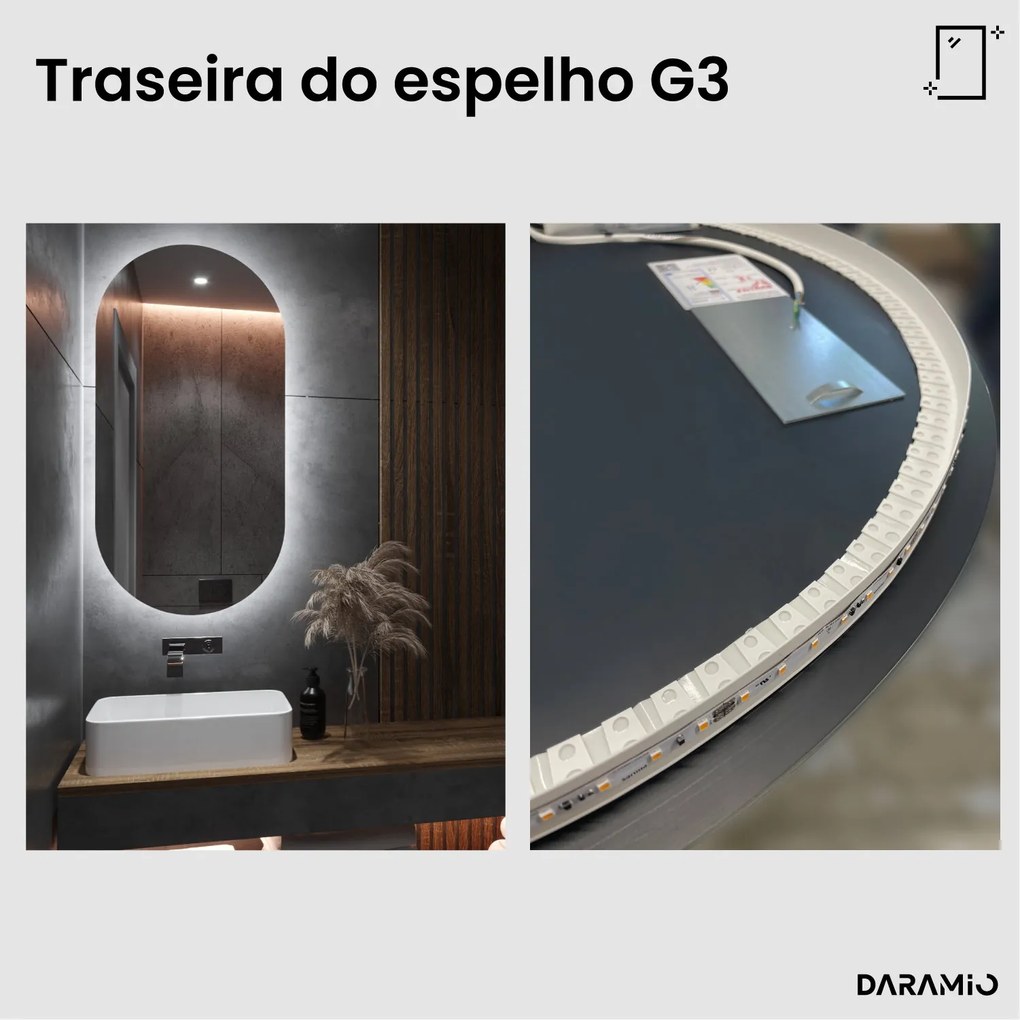 Espelho oblongo com luz G3